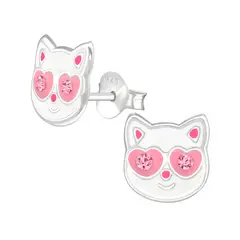 GENERICO - Aros de gato para niña de plata 925 + cajita