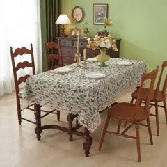 GENERICO - Mantel De Mesa Rectangular 140x200cm Estilo Bohemio Con Encaje