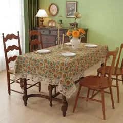 GENERICO - Mantel De Mesa Rectangular 140x200cm Estilo Bohemio Con Encaje