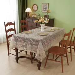 GENERICO - Mantel De Mesa Rectangular 140x200cm Estilo Bohemio Con Encaje