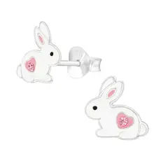 GENERICO - Aros conejo para niña de plata 925 + cajita regalo