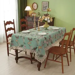 GENERICO - Mantel De Mesa Rectangular 140x200cm Estilo Bohemio Con Encaje