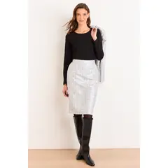 MA GRIFFE - Falda Tipo Chanel Mujer Crudo