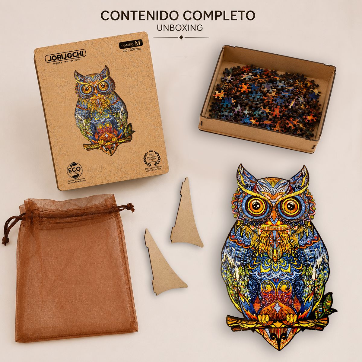 GENERICO - Rompecabezas Madera Puzzle Premium motivo Buho corte laser