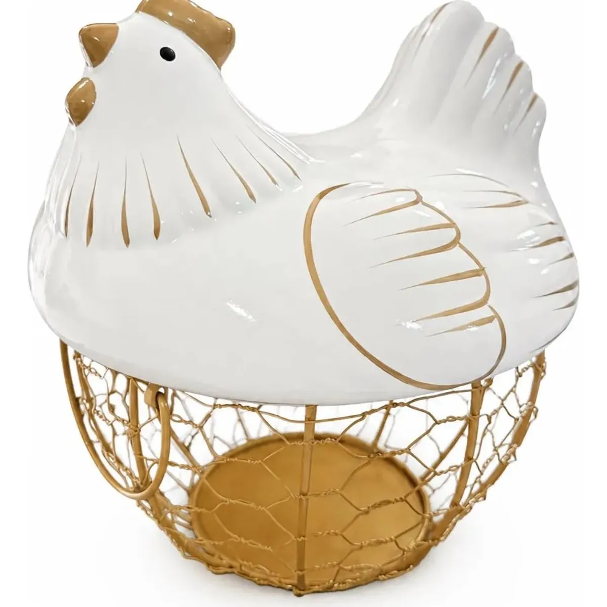 GENERICO - Canasto Huevera Gallina Decorativa Cerámica Cocina