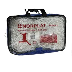 NORPLAT - 2 Mallas Futbol 7 Red Arco Futbolito 5.5x2.1mt Blanco