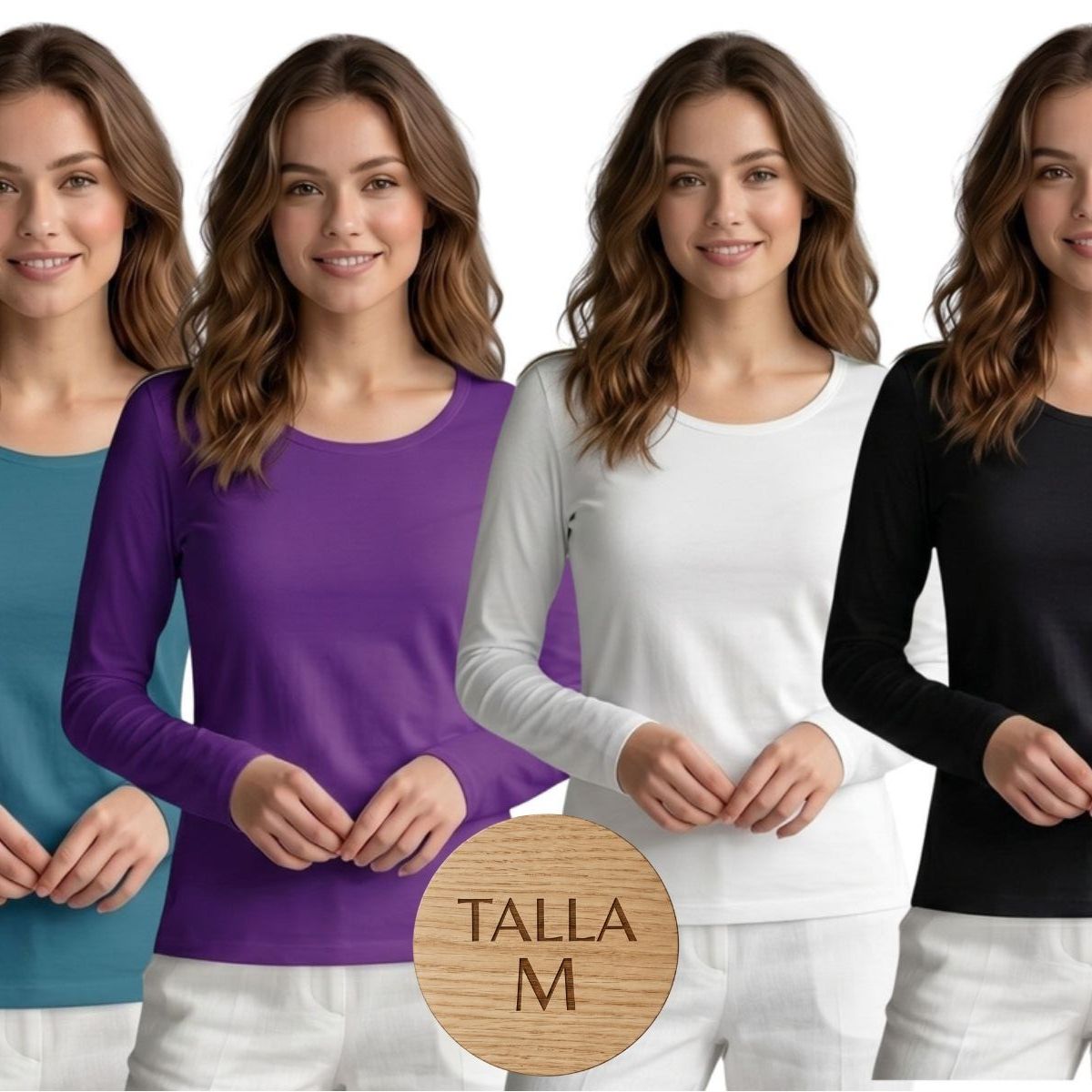 LOOK SHOP - Pack 4 Camiseta Invierno Mujer Forro Polar Elasticada Colores 301