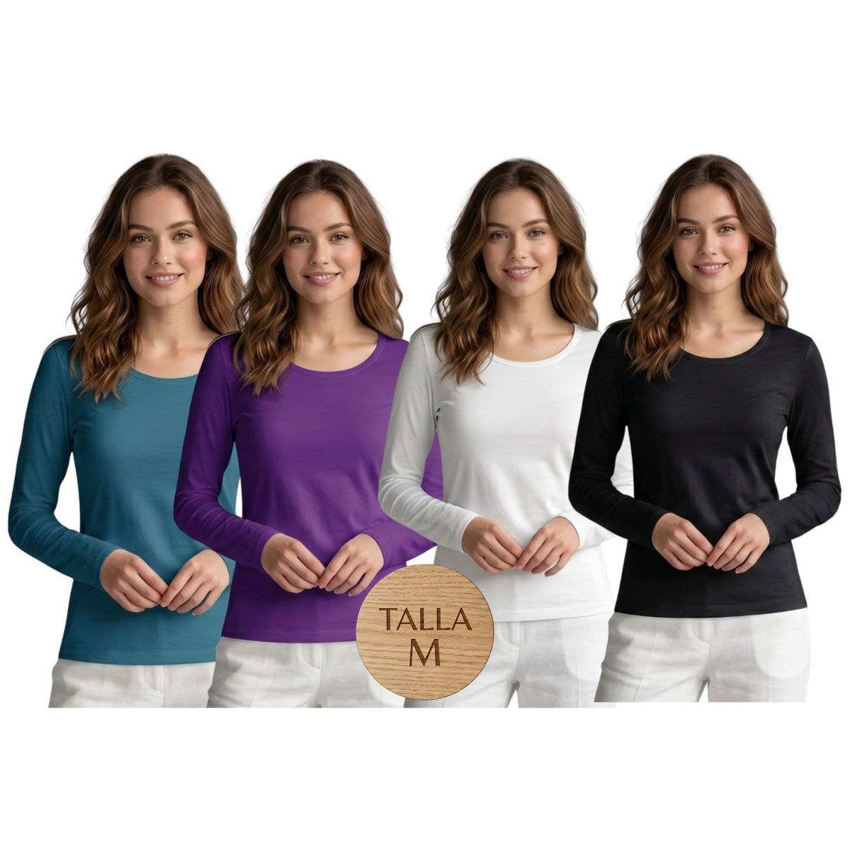 LOOK SHOP - Pack 4 Camiseta Invierno Mujer Forro Polar Elasticada Colores 301