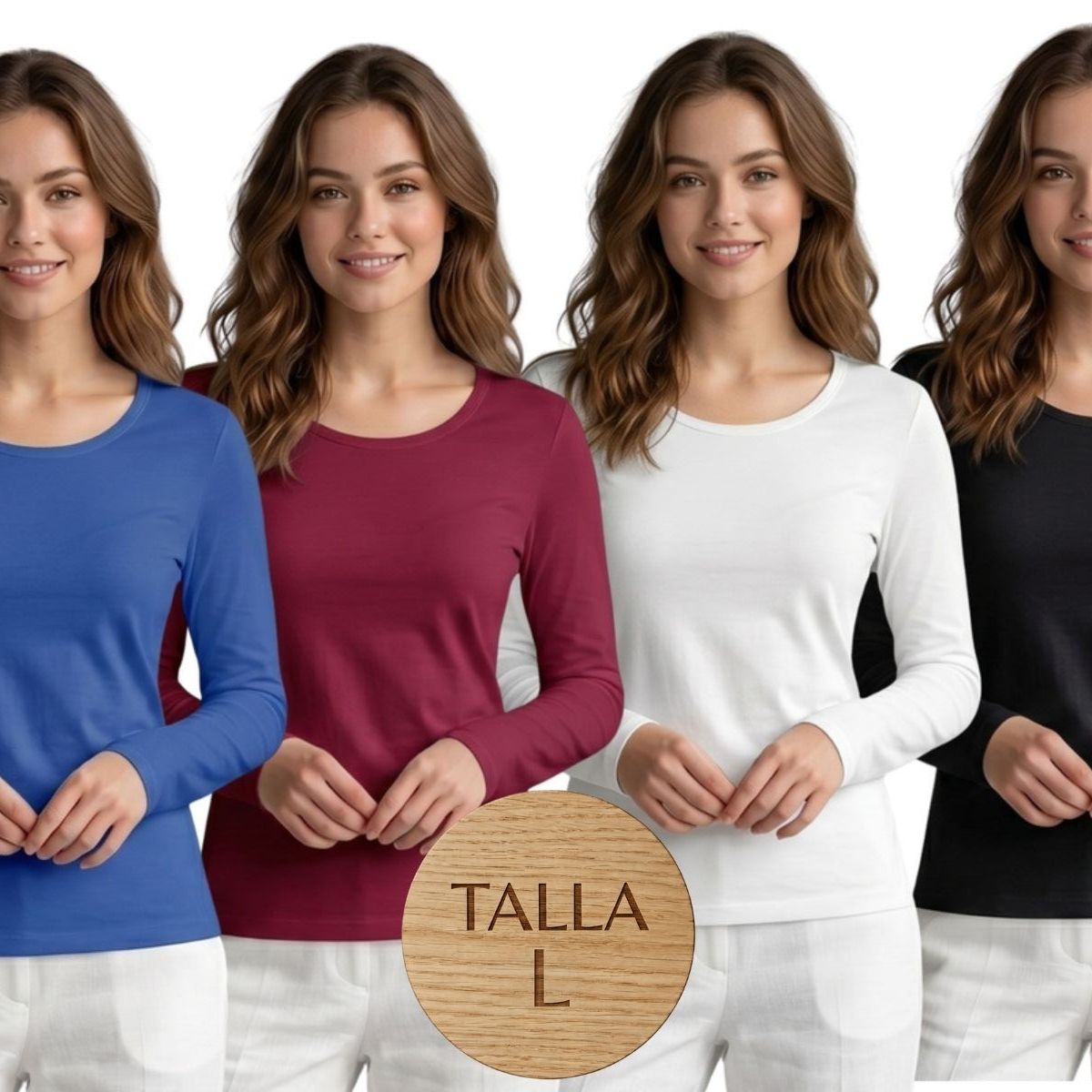 LOOK SHOP - Pack 4 Camiseta Invierno Mujer Forro Polar Elasticada Colores 301