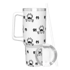 GENERICO - Vaso Térmico Satoru Gojo del anime Jujutsu 1.2 Litros Acero Inoxidable con Bombilla