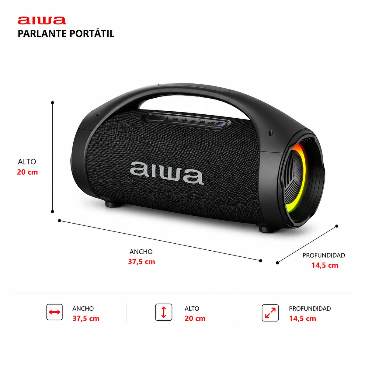 AIWA - Parlante Portatil Bluetooth Aiwa 50w Funcion Tws Aw-s144bt