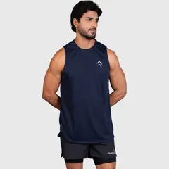 KONKO ACTIVE - Sudadera Running Tank Minimal Azul Deportiva Hombre Konko