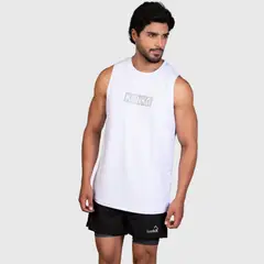 KONKO ACTIVE - Sudadera Running Tank Blanca Deportiva Hombre Konko