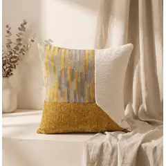 GENERICO - Pack 2 Cojines Chenille 45x45 cm Diseño - Toscana Mostaza