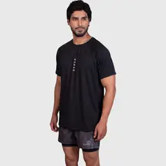 KONKO ACTIVE - Polera Tech Light Deportiva Manga Corta Negra Hombre Konko