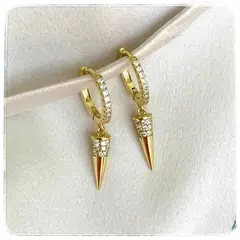 GENERICO - Argollas oro 18 k colgante hombre mujer plata 925 + caja