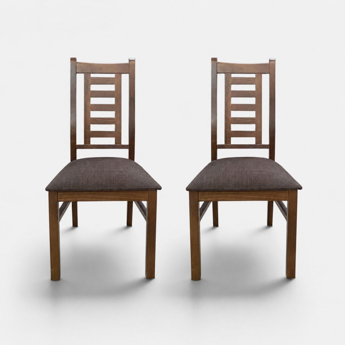 GENERICO - Pack 2 Sillas Walnut de Madera Pino Color Miel, Tapiz Café