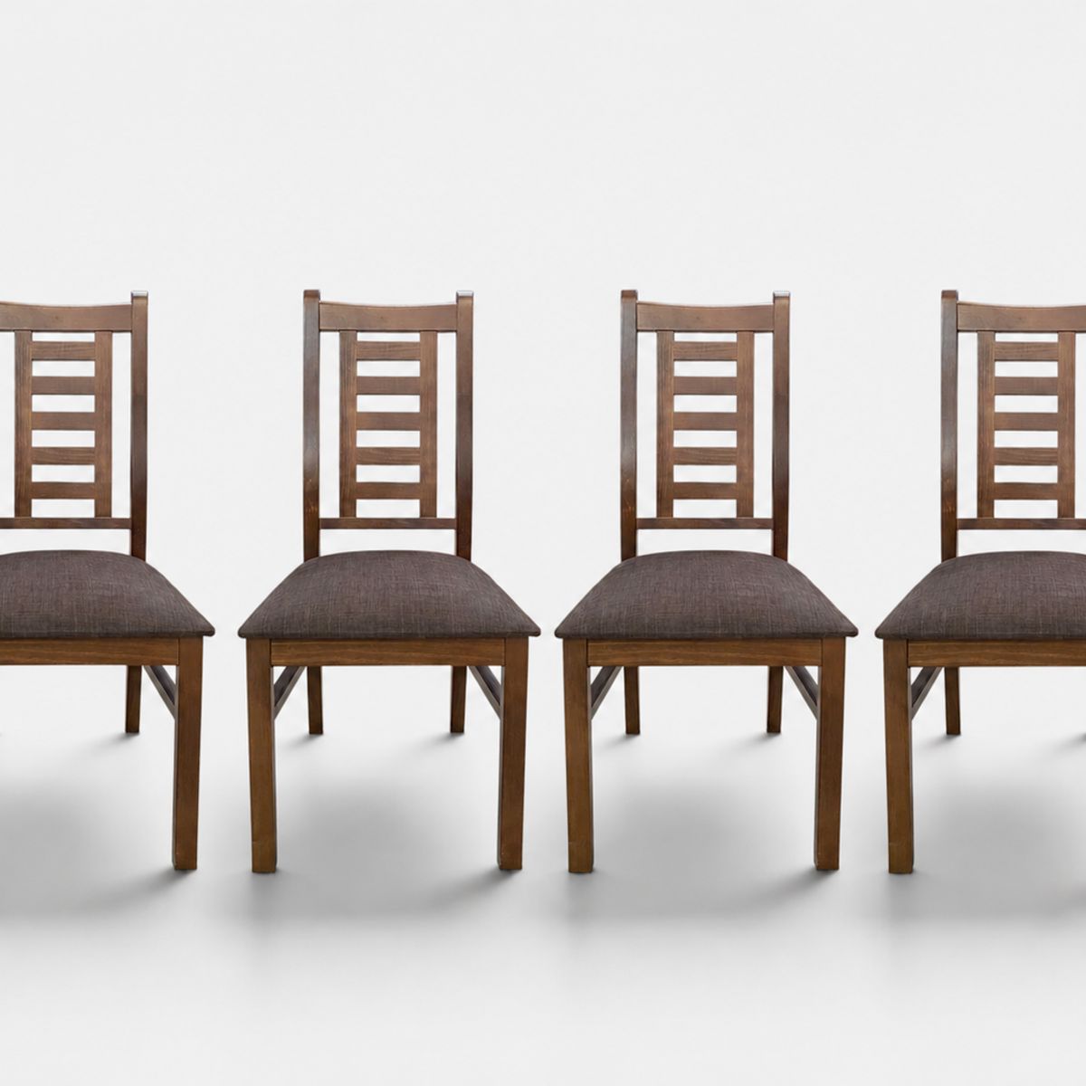 GENERICO - Pack 4 Sillas Walnut de Madera Pino Color Miel, Tapiz Café