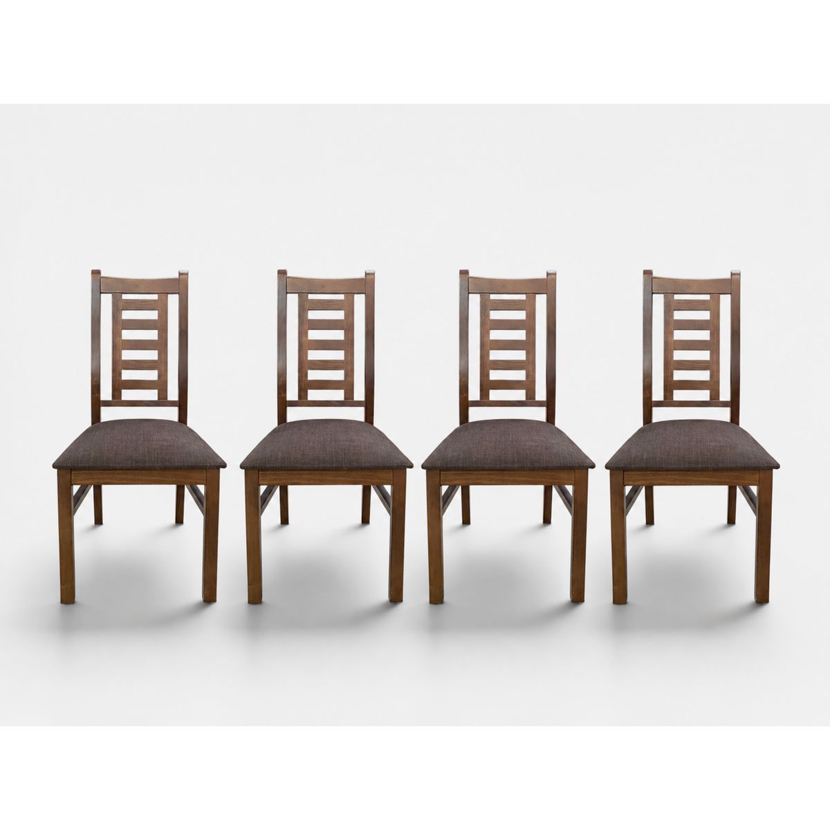 GENERICO - Pack 4 Sillas Walnut de Madera Pino Color Miel, Tapiz Café