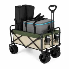 FITBRAVER - Carrito Plegable Camping Compras Ruedas Gruesas Multiuso Aguanta 150kg Ruedas 360°