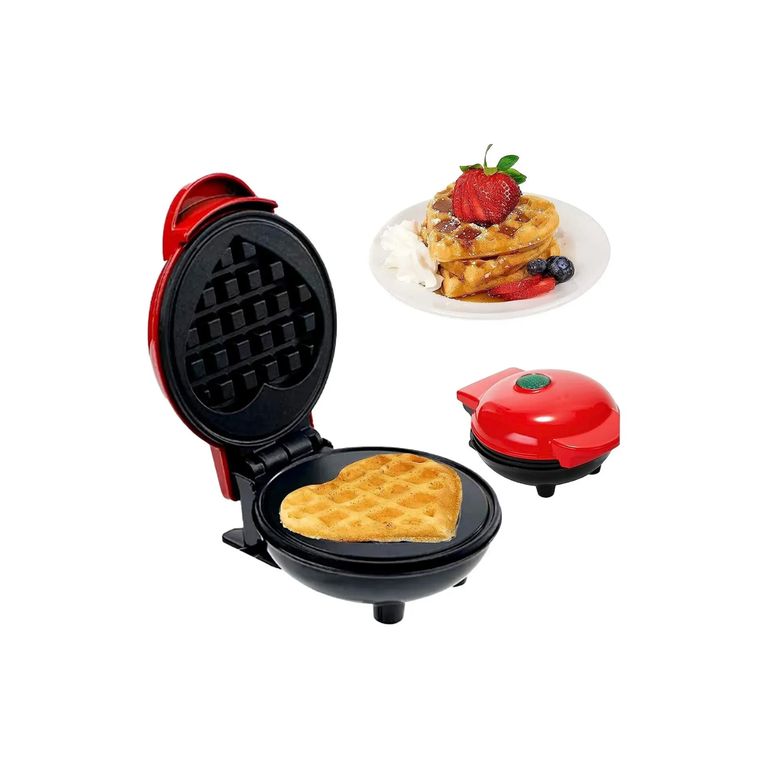 GENERICO Waflera Corazon Antiadherente Mini Maquina Para Waffles