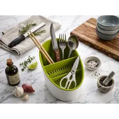 GENERICO - Escurridor de Cubiertos Organizador de Cocina con Drenaje Inteligente - Diseño Compacto