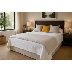 TELARES DE ESTILO - Piecera LINO Natural 2 Plazas