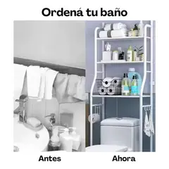 IRM - Estante Organizador Sobre Inodoro Baño Mueble Multiuso Lavadora 3 Repisas Metalico Blanco De Orden