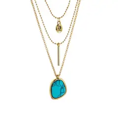 VATYERTY - 3 Pares De Collar Multicapa Vintage Boho-Chic Elegante con Turquesa