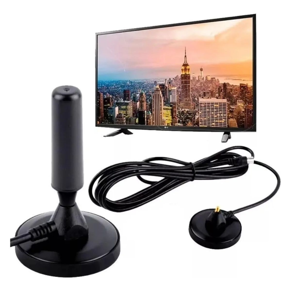 GENERICO - Antena Tv Digital Abierta Hd Tvd Interior 360 Coaxial