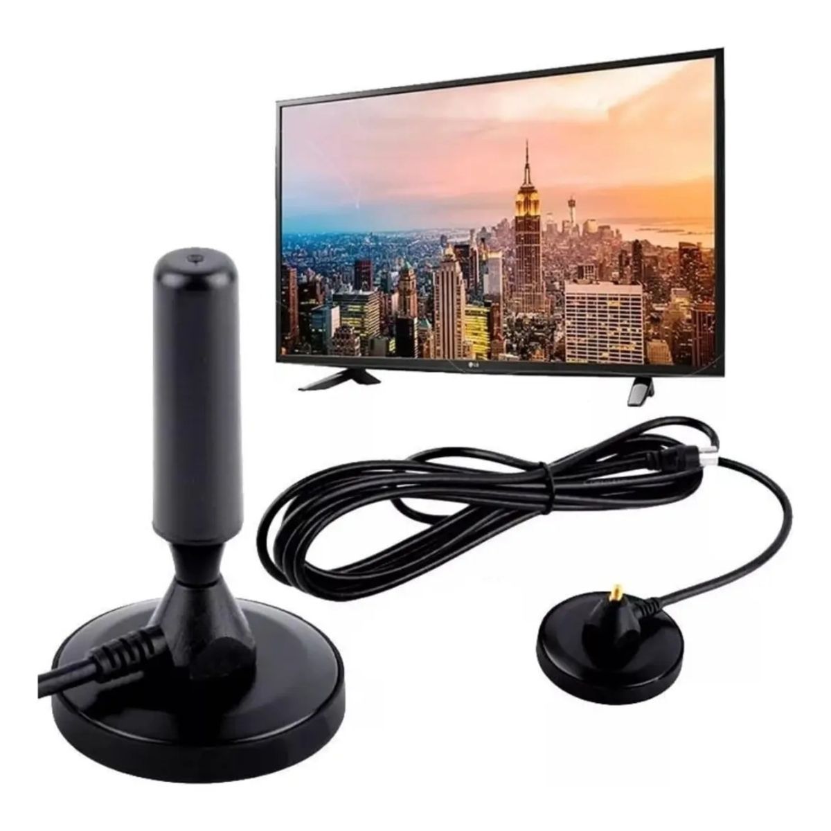 GENERICO - Antena Tv Digital Abierta Hd Tvd Interior 360 Coaxial