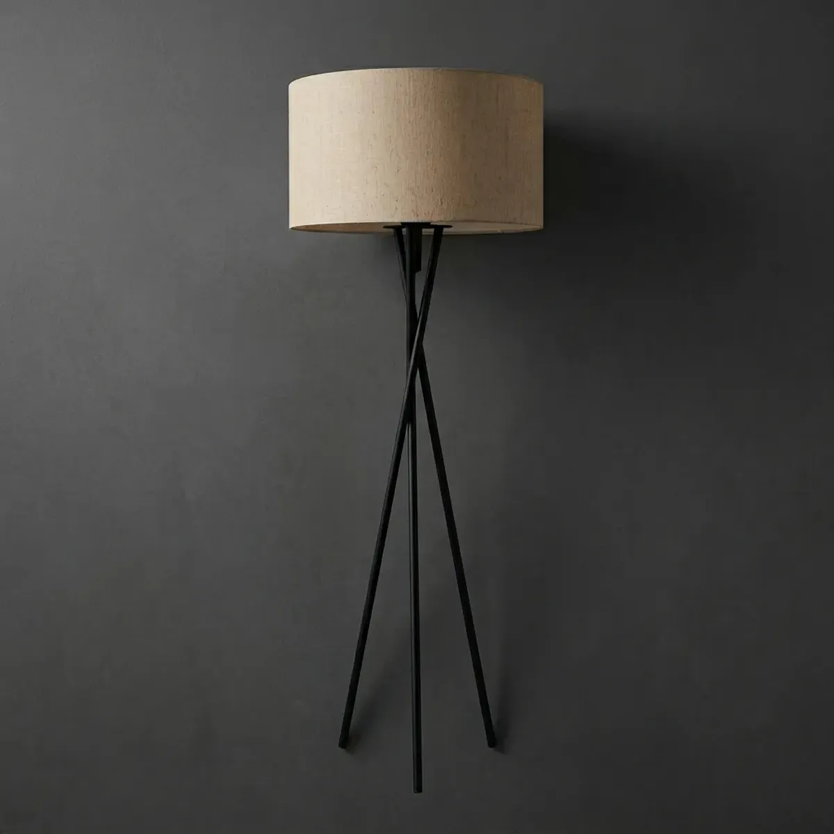 JUST HOME - Lámpara De Pie Moderna Estudio Foco Simple LED Estructura Negro Pantalla Beige