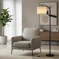 GENERICO - Lámparas De Piso 3 Temperaturas Color Regulable Con Bombilla Beige Negro