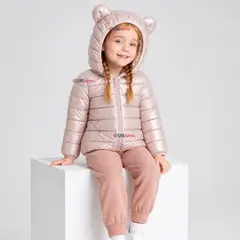 JUMP KIDS - Parka Bebé Niña Rosada Térmica Acolchada Con Orejitas Beautiful Pink