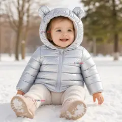 JUMP KIDS - Parka Bebé Niña Gris Metálica Térmica Acolchada Con Orejitas Gray Shiny