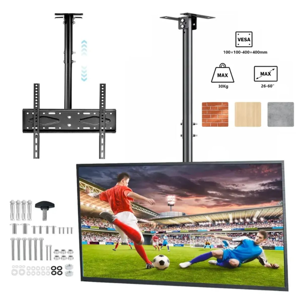 IRM - Soporte Tv Techo Colgante Giratorio 360 Ajustable 22 A 55 Pulgadas