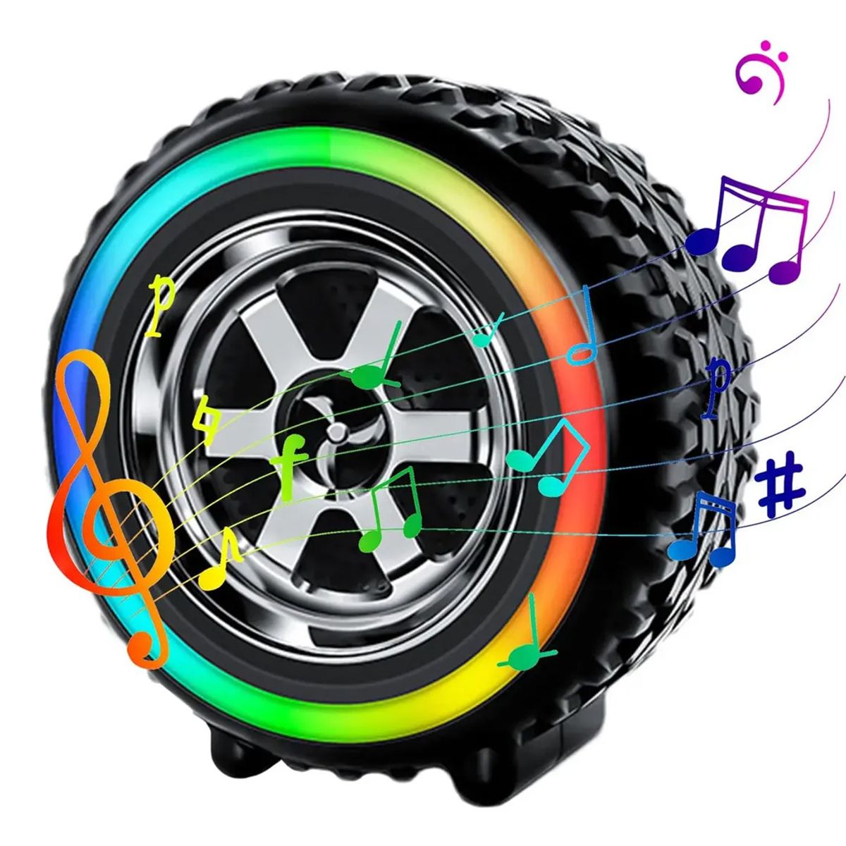 GENERICO - Parlante Bluetooth 5.3 Pórtatil Okop Forma Neumatico Rgb