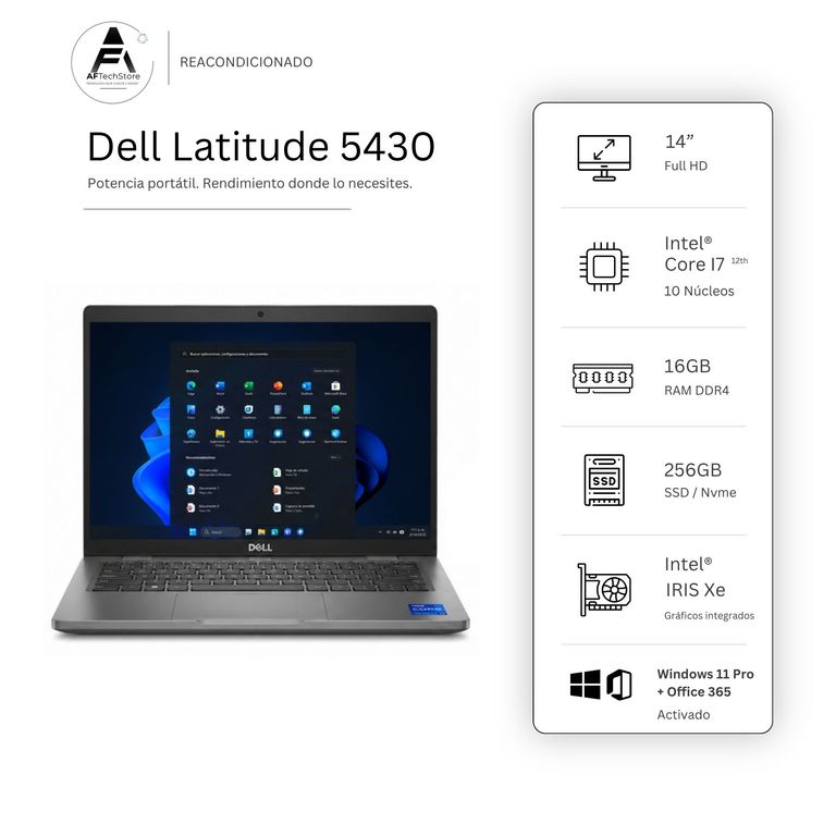 Notebook 5430 I7 12th 16GB 256GB Intel Iris Xe– Edición Exclusiva –Win Office– Rea