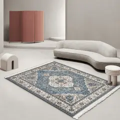 GENERICO - Alfombra Para Living Plush Textura Suave Estampada Con Flecos Medida 120x160cm