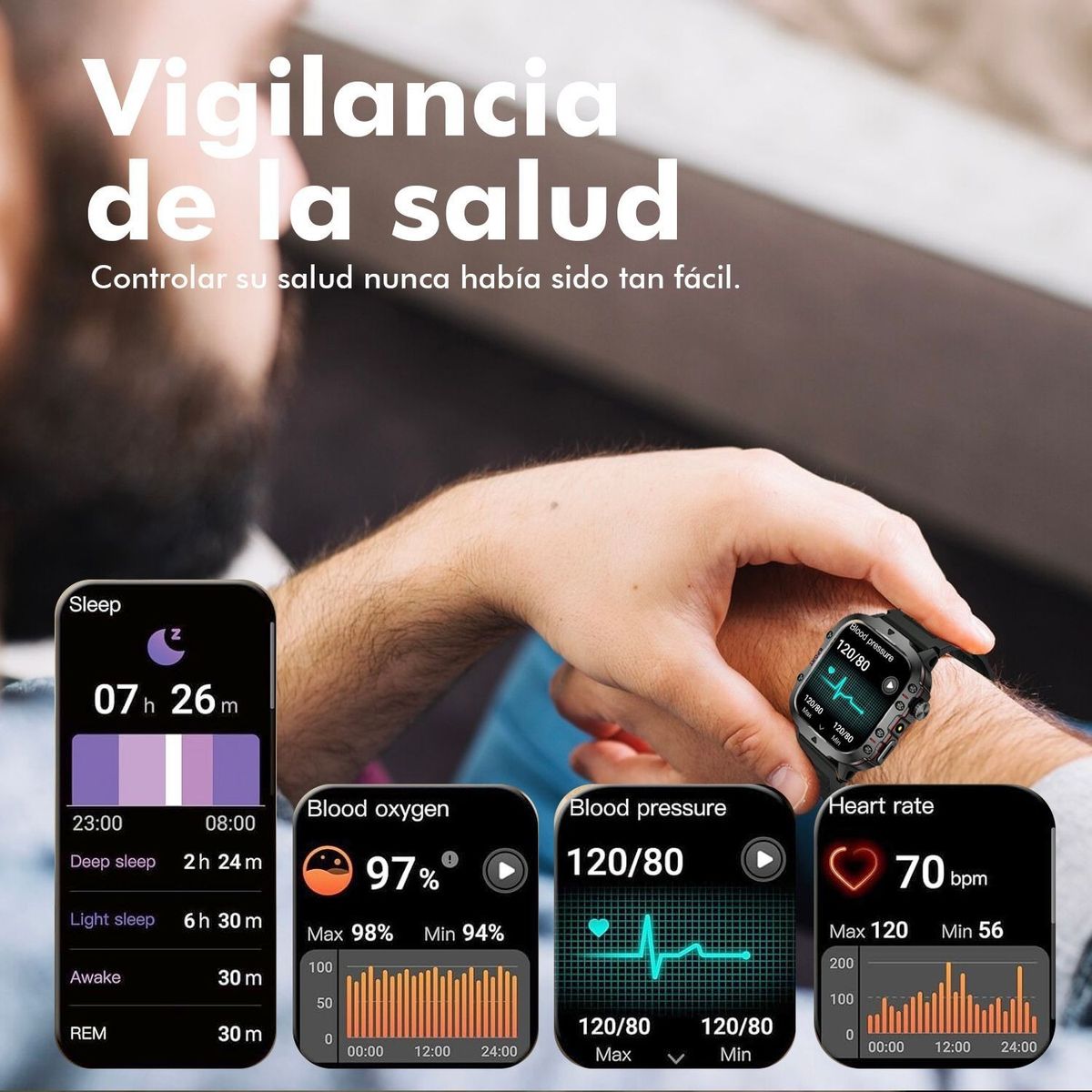 GENERICO - Smart Watch Racer-Wave Hombre Reloj Inteligent Militar