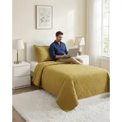 GENERICO - Cubrecama Quilt Verano Plaza y Media Suave Fresco Con Funda