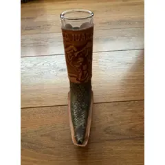 GENERICO - Vaso Shot Tequilero Con Bota Forro Cuero Original Mexicano k
