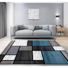 GENERAL - ALFOMBRA DECORATIVA 150X200 DISEÑO AZUL CUADRO MODERNO GSOL