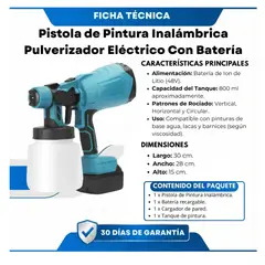 MOVI - Pistola de Pintar Inalámbrica a Batería Recargable Pulverizador Eléctrico