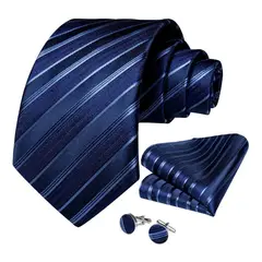 SN SONEC - Set Corbata Hombres, Paño Y Colleras. Mar Azul.