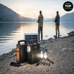 MOVI - Kit Solar Emergencia, Luces LED, Radio, Bluetooth, Portátil y Power Bank - Cortes de Luz y Camping