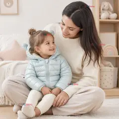 JUMP KIDS - Parka Bebé Niña Celeste Metálica Térmica Acolchada Con Orejitas Gray Shiny