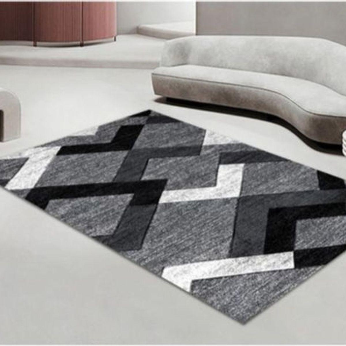 GENERICO - ALFOMBRA DECORATIVA PARA LIVING 150X200 DISEÑO GRIS ZIGZAG GSOL