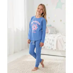 KOWHAI - Pijama Niña Estampado Super Star Celeste
