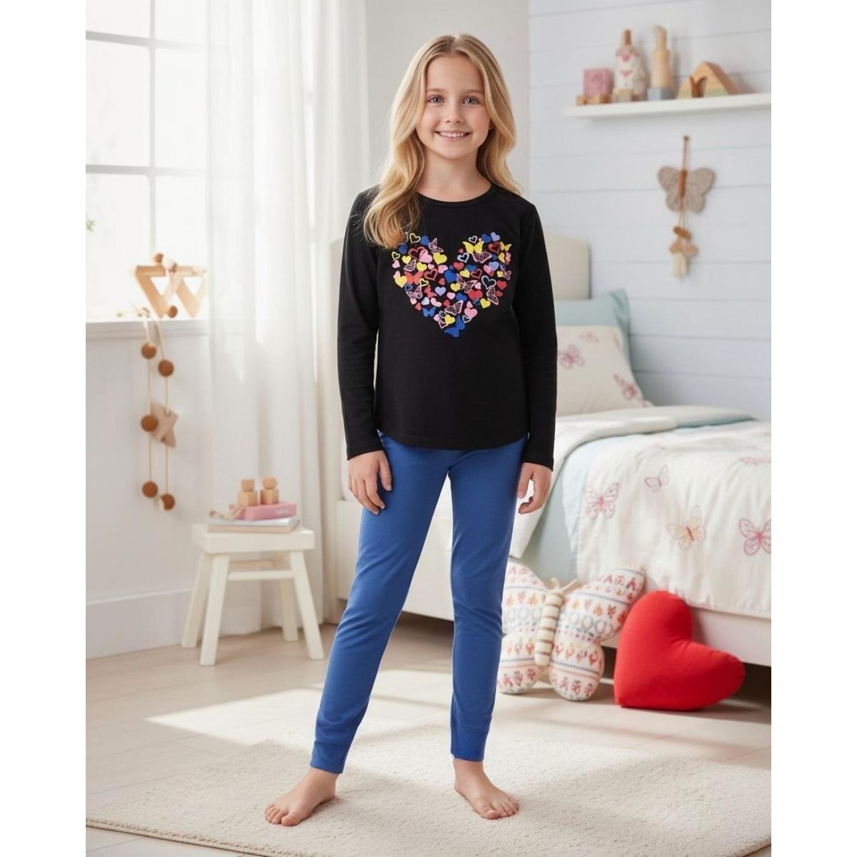 KOWHAI - Pijama Niña Estampado Corazón Mariposas